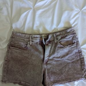Washed purple jean shorts
